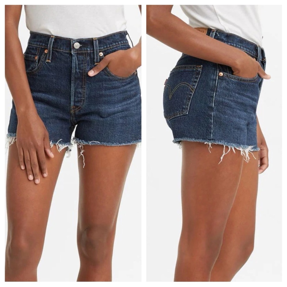 Levi's Women's 501 Original High-Rise Jean Shorts sz 30 Med Wash Denim Raw Hem